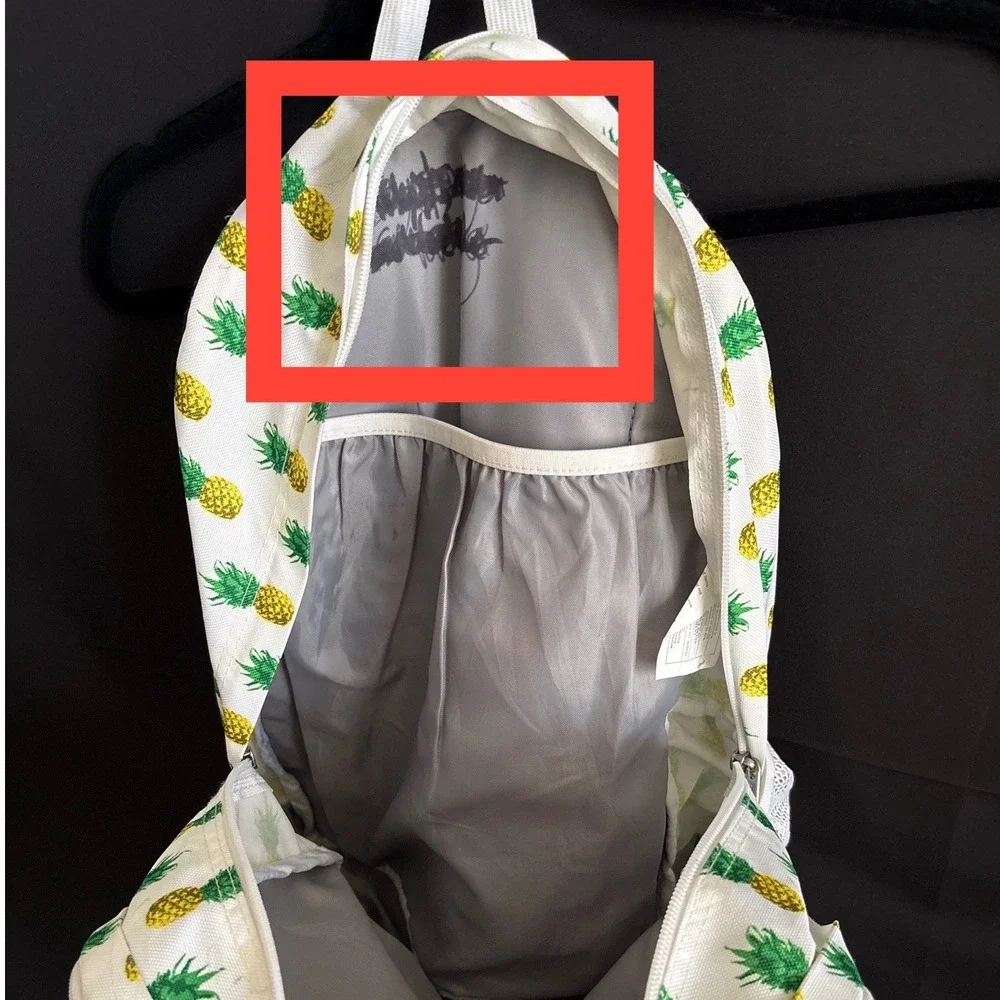 Trans by JanSport Pineapple Print Backpack JS0A33S3 Brown Faux Leather Bottom